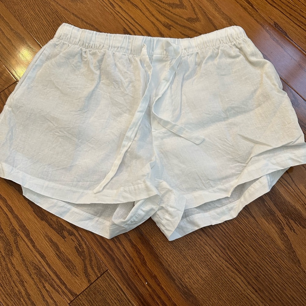 Everlane White Linen Drawstring Shorts